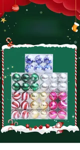 Detailed set of 6cm hand-painted Christmas balls in various styles for tree decoration