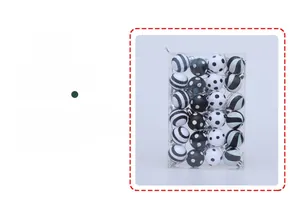 24-piece set of black and white patterned Christmas balls in a transparent gift box