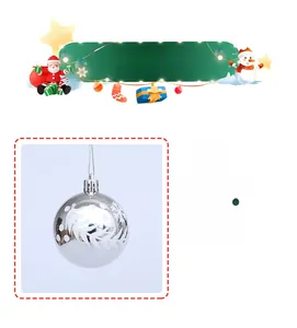 Detail of 6cm silver Christmas ball with white hand-painted snowflakes and leaf patterns
