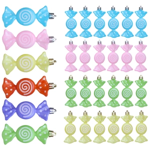 Macaron Farbe Süßigkeiten Weihnachtsbaum Schmuck Kunststoff Spiral Glitzer Süßigkeiten Hängende Dekorationen Für Home Party