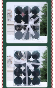 Juego de 12 bolas de Navidad de terciopelo verde oscuro con texturas de rayas y plata