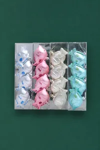 Lot de 16 décorations de Noël en forme de maquereau avec paillettes et boîtes de rangement