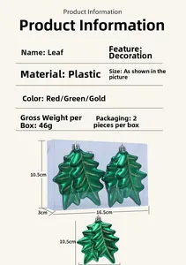 Detailed product information of leaf-shaped glitter ornaments for Christmas tree decor