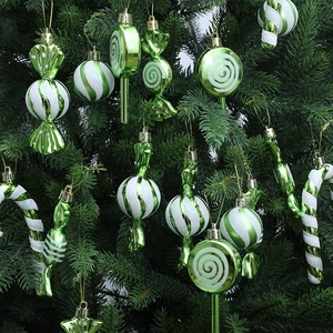 18er-Set grüne Weihnachtsbonbons für den Tannenbaum mit Glitzer für festliche Dekoration