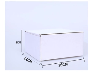 Weiße Wellpappe-Verpackung Technische Spezifikationen und Maße 16x12x9 cm