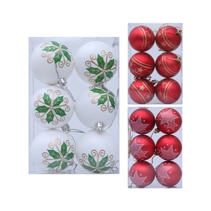 Set de bolas decorativas de Navidad con motivos festivos en rojo y blanco