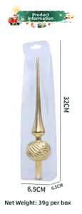 Detailansicht der 32cm goldfarbenen Christbaumspitze mit Maßen und Gewichtsangaben