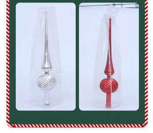 Set di due puntali per albero di Natale a spirale rossi e argento in confezione retail