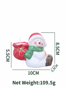 Detail view of snowman candle holder with dimensions 10x8.5x5.5cm and 109.5g weight
