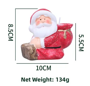 Détail du bougeoir Père Noël avec dimensions 10x8,5cm pour décoration de table de Noël
