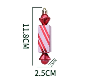 Addobbo natalizio a forma di caramella a strisce glitterate rosa e rosse, altezza 11,8 cm