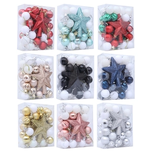 Christmas tree ornament set with 36 assorted decorative balls and a glitter star topper