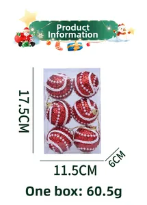 Detail of 6cm red Christmas pearl ornaments with weight and size specifications