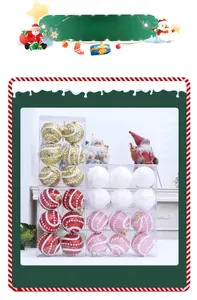 Detail of Christmas foam balls with pearl beads and glitter finish in festive packaging