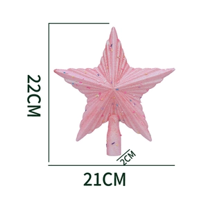 Rosa glitzernde Weihnachtsbaumspitze mit Maßen von 22cm Höhe und 21cm Breite im Detail