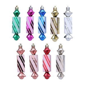 Set di decorazioni natalizie a forma di caramelle colorate con strisce metalliche