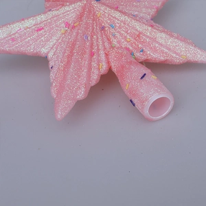 Rosa Glitzer-Weihnachtsstern für Baumspitze mit bunten Streuseln und Befestigungsloch