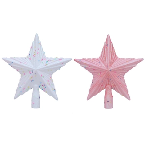 Rosa und weißer Weihnachtsbaumspitze Stern mit buntem Glitzer und Struktur-Finish