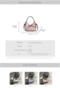 Tableau des tailles détaillé et dimensions du sac à bandoulière chic en cuir PU à nœud
