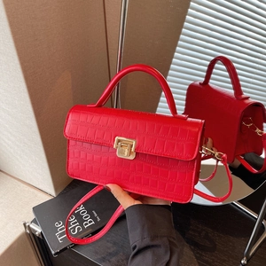 Sac Bandoulière Femme Motif Crocodile Sac À Main Cuir PU Serrure Métallique Dorée Style Rétro Élégant Mode Quotidienne