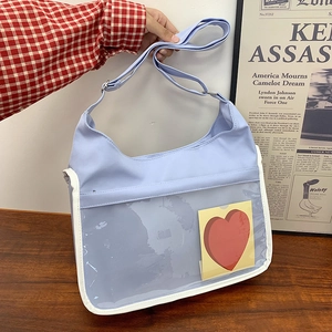 Sac Ita Transparent Style Japonais en Tissu Oxford PVC Sac à Bandoulière Tote pour Femme Étudiante École Trajet Grande Capacité