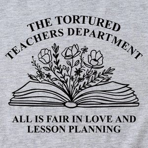Camiseta de Mezcla de Algodón Casual para Mujer Cuello Redondo Estampado Floral Libro The Tortured Teachers Department Manga Corta Suelta