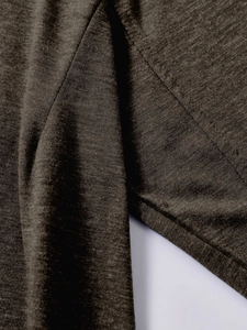 Detail of heather grey fabric showing fine stitching and durable knit texture on the sleeve