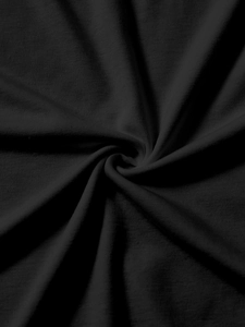 Detailed view of soft black knitted fabric texture with smooth plain weave structure