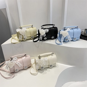 Mini bolsos bandolera para mujer en cinco colores con corazón de perlas y lazo de encaje