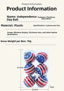 Information chart for Independence Day decorative balls set with dimensions and weight