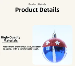 Detail view of durable 6cm patriotic Independence Day star and stripe decorative baubles