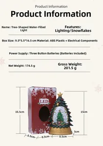 Detailed size and specs diagram for the LED Christmas tree lantern with water injection