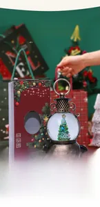 Boule à neige de Noël avec sapin, boîte à musique LED et coffret cadeau rouge