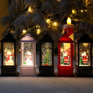 Christmas lanterns with snow scenes and LED lights for warm festive holiday home decor