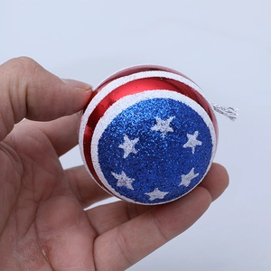 Patriotic red blue white American Independence Day hanging stars and ball ornaments