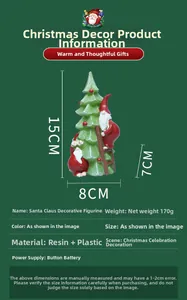 Detail showing resin Santa climbing a Christmas tree with specific 15cm height dimensions
