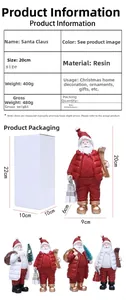Detailed dimension guide and specifications for resin Santa Claus festive figurines