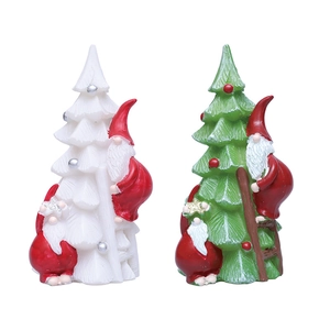Resin climbing Santa Claus gnome on Christmas tree figurines for holiday home tabletop decor