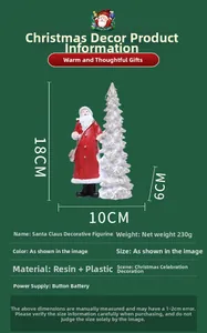 Detail of 18cm resin Santa Claus and Christmas tree ornament with size specifications