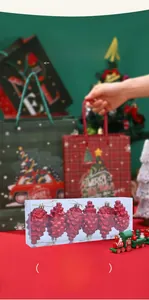 6er-Set rote Tannenzapfen-Weihnachtsanhänger mit Metallic-Finish in Klarsichtverpackung
