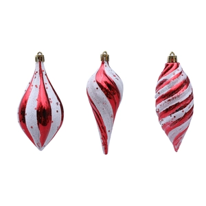 Rote und weiße Weihnachtsbaum-Anhänger im Set mit matten und glänzenden Spiralformen