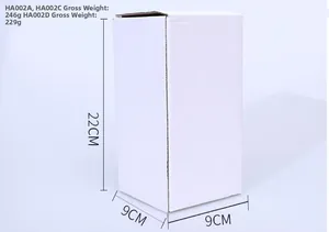 Detailed dimensions of the 22cm Santa figurine in corrugated cardboard packaging