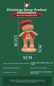 Detailed size specifications for 15cm resin gingerbread man Christmas table decoration