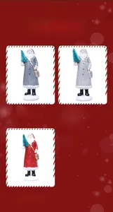 Detailed comparison of Santa figurines in grey, light grey, and red resin coats