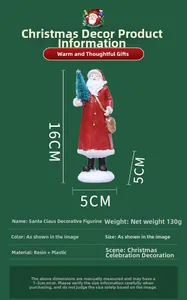 Detailed dimensions of 16cm Resin Santa Claus figurine with miniature Christmas tree
