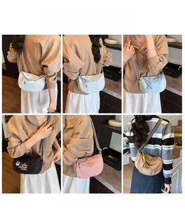 Collage of fashion crossbody saddle bags with colorful woven straps and love embroidery