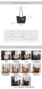 Detailed size specifications and color chart for the minimalist casual tote bag