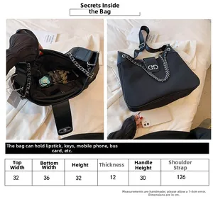 Detailed size chart and capacity specifications for this black soft leather tote bag