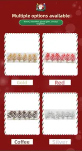 Set of 6 snowy pine cone ornaments in gold, red, silver and brown for Christmas tree