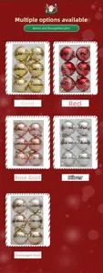 Detail of 6cm Christmas balls with silver leaf patterns in five metallic finishes